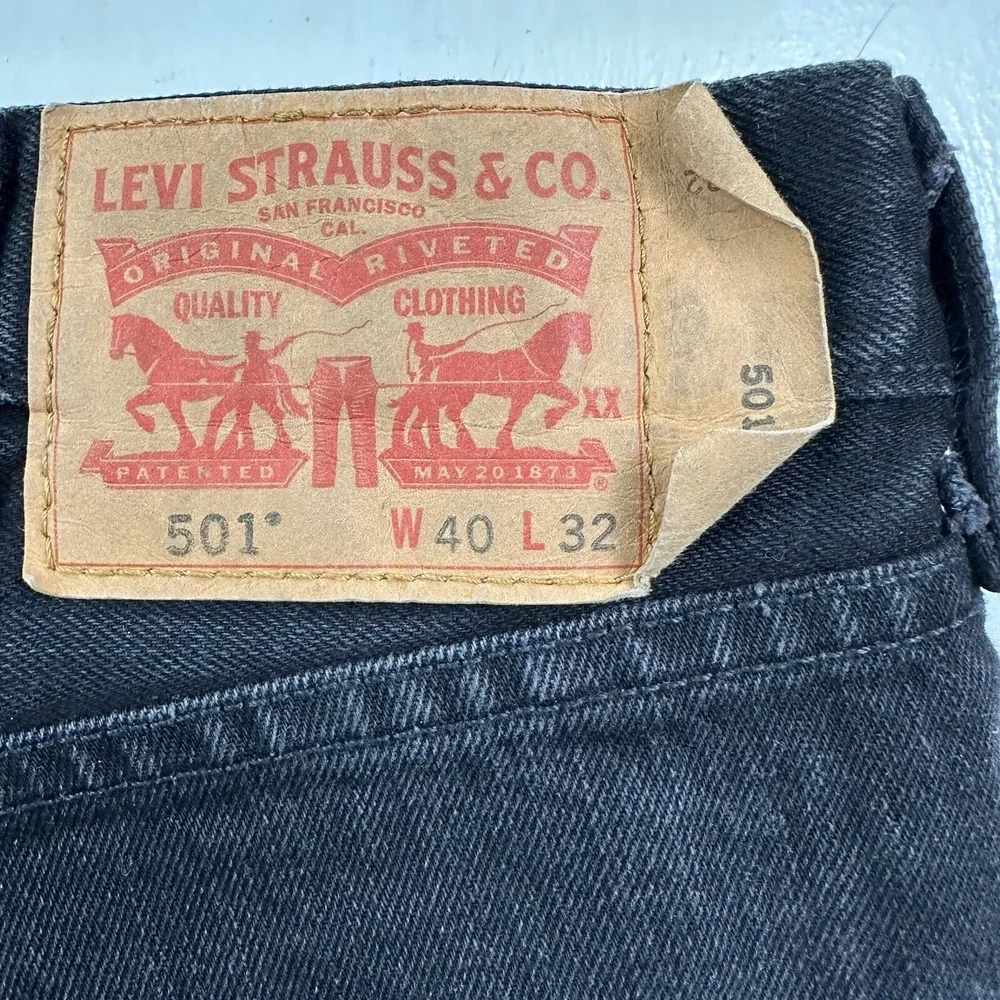 LEVI'S Men's 501 Original Fit Button Fly Jeans‎ Black Size 40x32 Cotton Straight